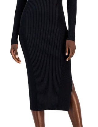 Vestido justo canelado feminino INC International Concepts, preto, tamanho X-S