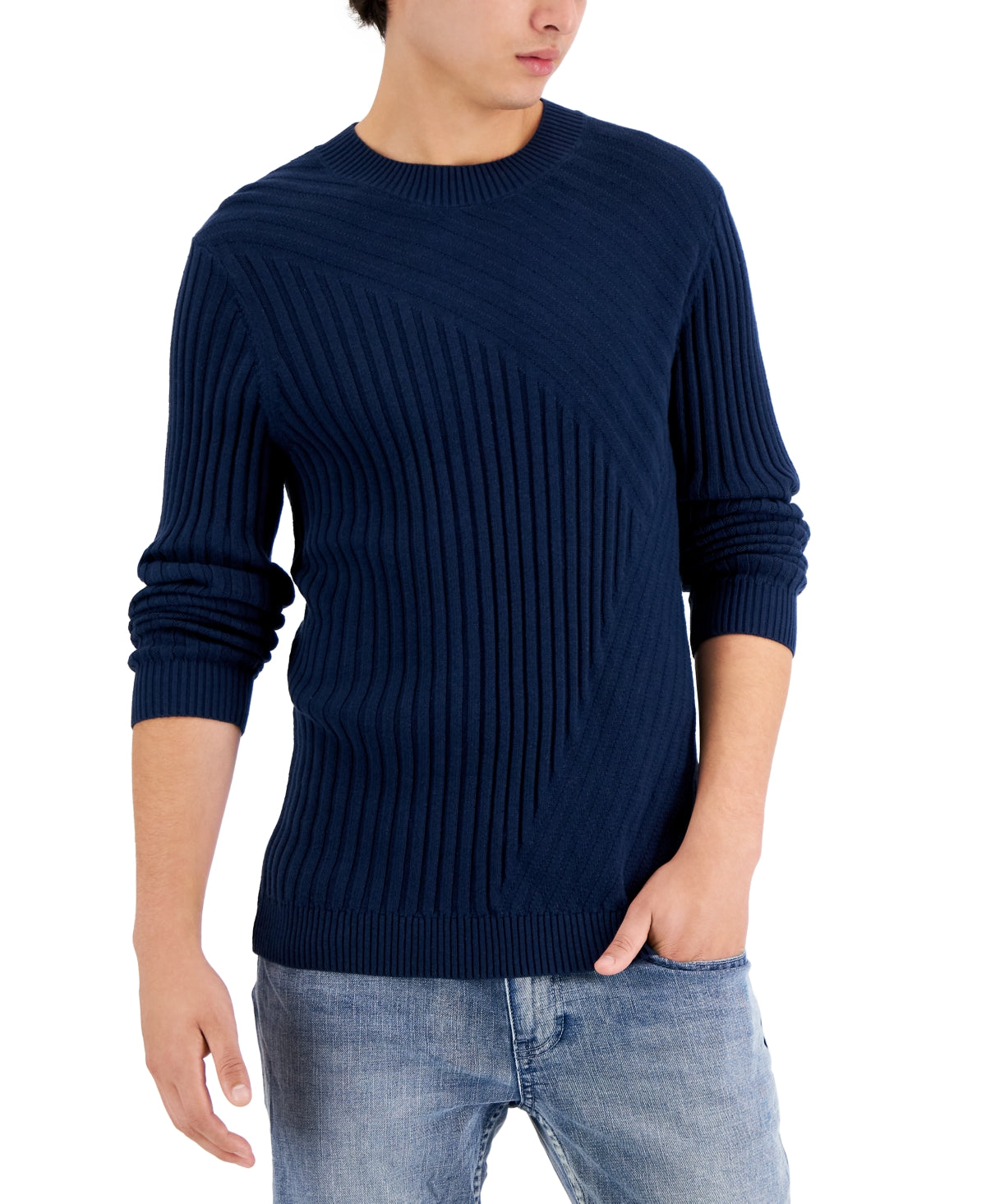 Suéter masculino Tucker Crewneck da INC International Concepts, azul, tamanho médio