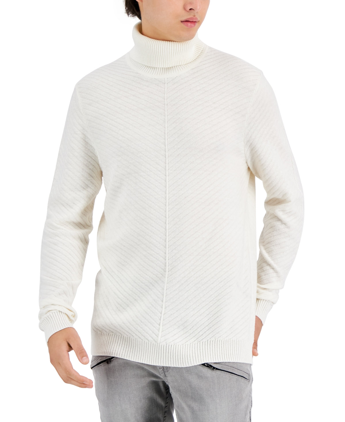 Suéter masculino Axel de gola alta da INC International Concepts, branco, tamanho grande