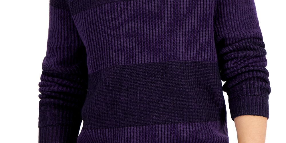 Suéter masculino com gola redonda e trançado INC International Concepts, roxo, tamanho pequeno