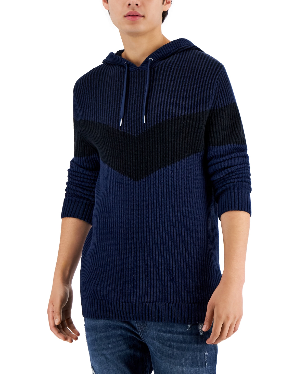 Suéter com capuz colorblock masculino da INC International Concepts, azul, tamanho extragrande