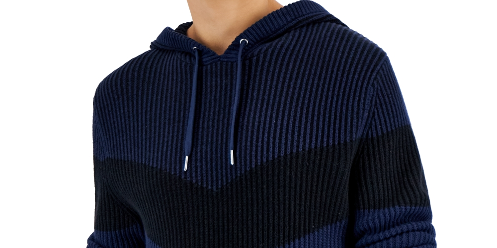 Suéter com capuz colorblock masculino da INC International Concepts, azul, tamanho extragrande