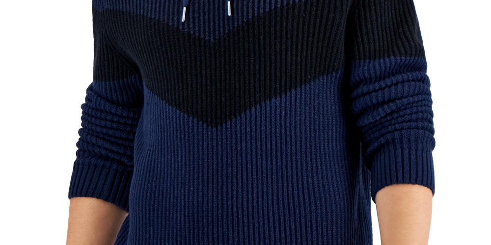 Suéter com capuz colorblock masculino da INC International Concepts, azul, tamanho extragrande