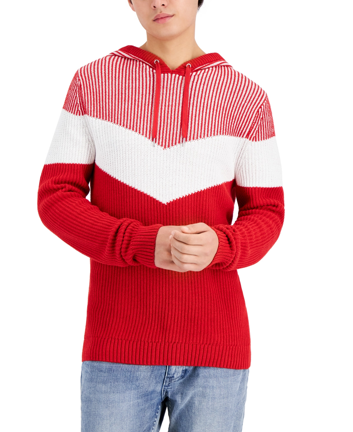 Suéter com capuz colorblock masculino INC International Concepts, vermelho, tamanho grande