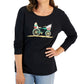 Karen Scott Blusa Feminina Manga Longa para Festas, Preta, Tamanho Grande