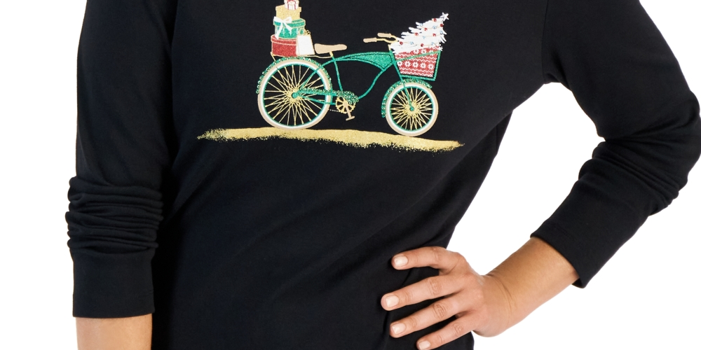 Karen Scott Blusa Feminina Manga Longa para Festas, Preta, Tamanho Grande