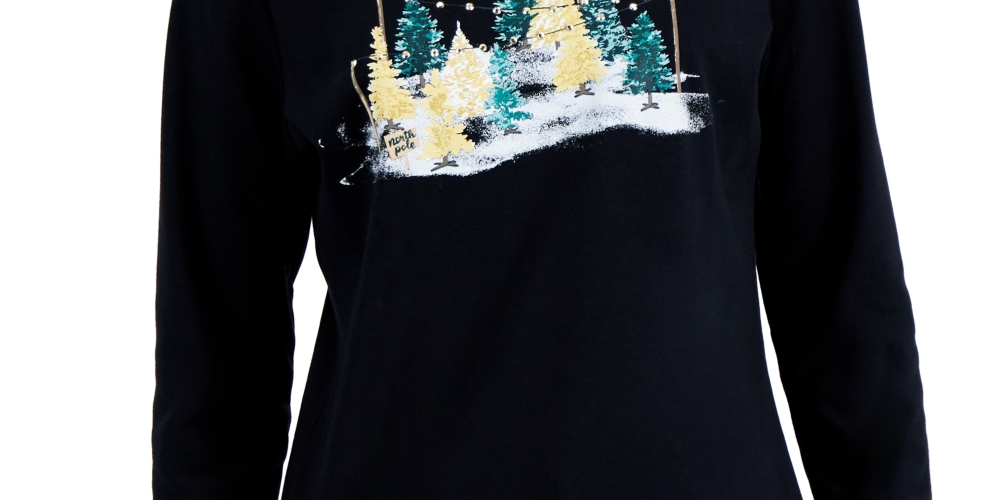 Karen Scott Blusa Feminina Manga Longa para Festas, Preta, Tamanho Médio