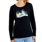 Karen Scott Blusa Feminina Manga Longa para Festas, Preta, Tamanho Grande
