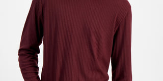 Camiseta masculina de manga comprida com nervuras INC International Concepts, vermelha, tamanho médio