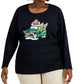 Top feminino Karen Scott com detalhes, preto, tamanho 3X