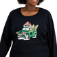 Top feminino Karen Scott com detalhes, preto, tamanho 3X