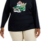 Top feminino Karen Scott com detalhes, preto, tamanho 3X