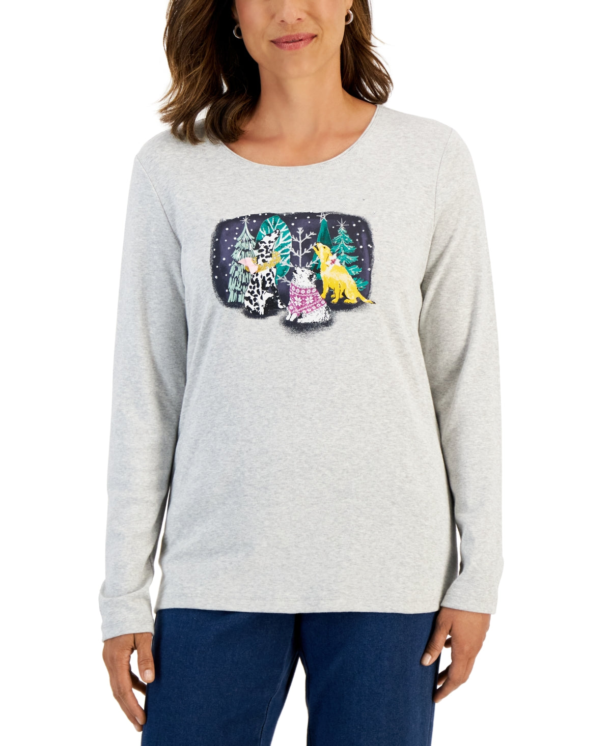 Karen Scott Blusa Feminina Manga Longa para Festas Cinza Tamanho X-G