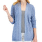 Karen Scott Cardigan Feminino de Tricô Diamante Frente Aberta Azul Tamanho XX-G