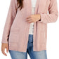 Karen Scott Cardigan Feminino Chenille com Bolso Patch Rosa Tamanho Médio