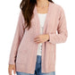 Karen Scott Cardigan Feminino Chenille com Bolso Patch Rosa Tamanho Médio