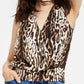 Blusa feminina com estampa de oncinha e chita INC International Concepts, marrom, tamanho extragrande