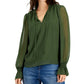 Blusa feminina com decote em V e botões, tamanho XX-G, da INC International Concepts