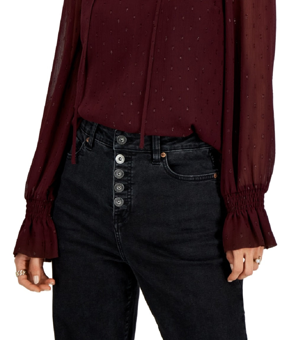 Blusa feminina com amarração e recortes, tamanho grande, vermelha, da INC International Concepts