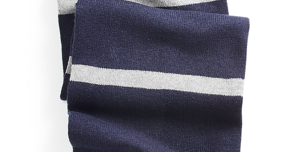 Cachecol de malha com listras horizontais Alfani masculino, azul, tamanho regular