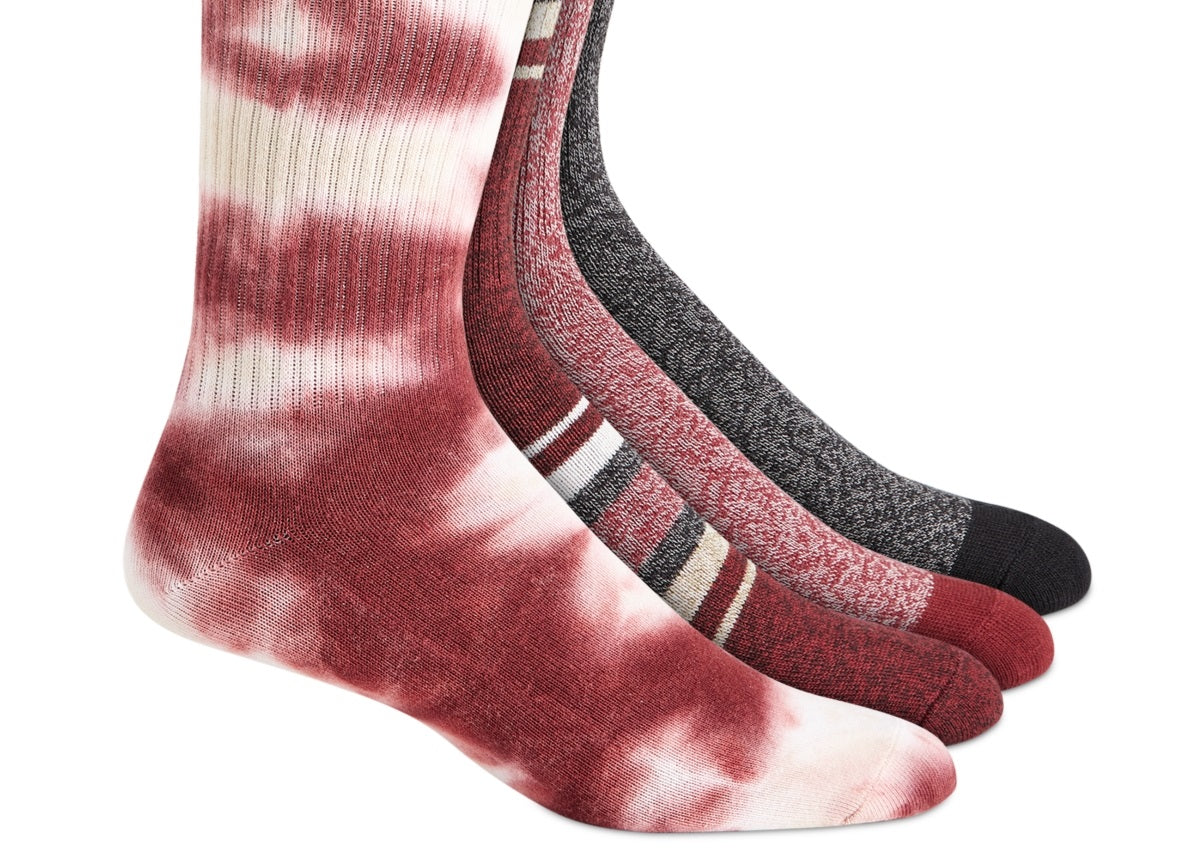 Pacote com 4 meias cano alto masculinas Sun + Stone, vermelhas, tamanho 10-13