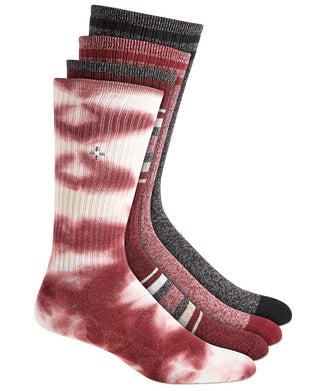 Pacote com 4 meias cano alto masculinas Sun + Stone, vermelhas, tamanho 10-13