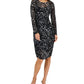 Vestido justo feminino de malha estampada da INC International Concepts, preto, tamanho pequeno grande