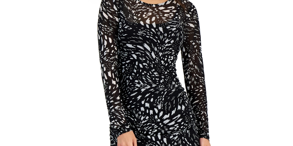 Vestido justo feminino de malha estampada da INC International Concepts, preto, tamanho pequeno e pequeno