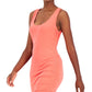 Vestido justo feminino INC International Concepts sem mangas com franzido lateral, laranja, tamanho médio