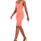 Vestido justo feminino INC International Concepts sem mangas com franzido lateral, laranja, tamanho médio