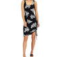 Vestido feminino estampado com franzidos laterais, tamanho pequeno, preto, da INC International Concepts