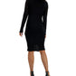 Vestido de malha franzido com decote em V feminino da INC International Concepts, preto, tamanho médio