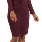 Vestido de malha franzido com decote em V feminino INC International Concepts, tamanho médio, vermelho