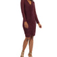 Vestido de malha franzido com decote em V feminino INC International Concepts, tamanho médio, vermelho