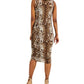 Vestido de malha justo com estampa de leopardo feminino INC International Concepts, marrom, tamanho pequeno