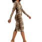 Vestido de malha com estampa de leopardo feminino INC International Concepts, marrom, tamanho X-S