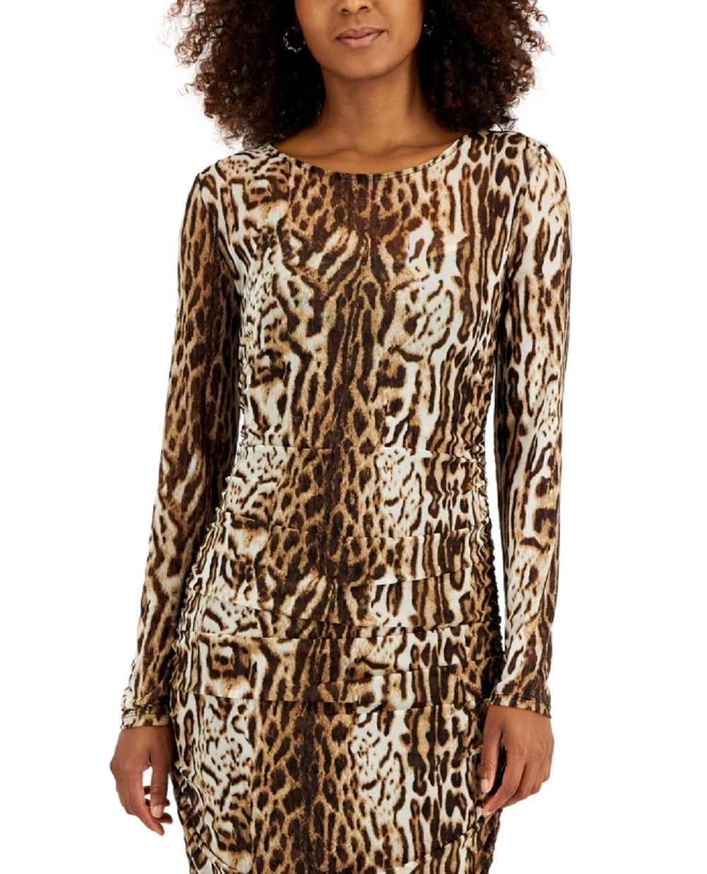 Vestido de malha com estampa de leopardo feminino INC International Concepts, marrom, tamanho extragrande