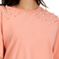 Camiseta feminina com manga dolman e detalhes embelezados da INC International Concepts, laranja, tamanho médio
