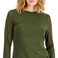 Blusa de malha com gola redonda feminina INC International Concepts, verde, tamanho médio