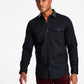 | Camisa masculina de botões, corte clássico e gola de couro sintético, preta, tamanho M, da Inc International Concepts
