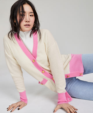 Cardigan feminino com blocos de cores Charter Club, marrom, tamanho pequeno