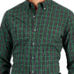 Camisa social masculina Club Room Slim Fit com elasticidade em 4 direções, xadrez, verde, tamanho extragrande