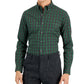 Camisa social masculina Club Room Slim Fit com elasticidade em 4 direções, xadrez, verde, tamanho XX-G