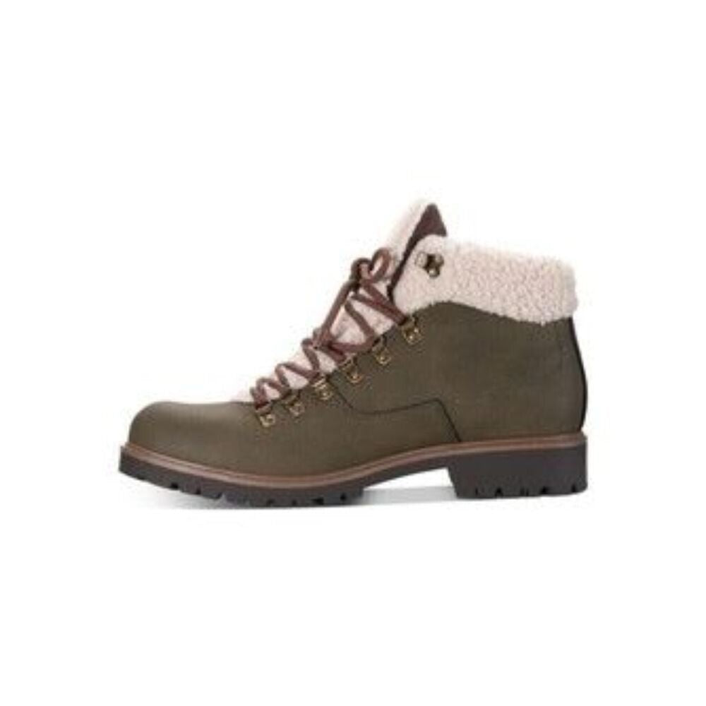 Botas masculinas Sun + Stone Glenn de couro sintético com acabamento em lã e cadarço, verdes