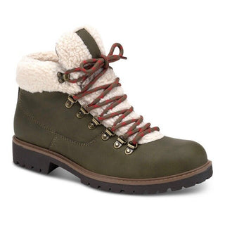 Botas masculinas Sun + Stone Glenn de couro sintético com acabamento em lã e cadarço, verdes