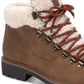 Botas masculinas Sun + Stone Glenn de couro sintético com acabamento em lã e cadarço, marrom