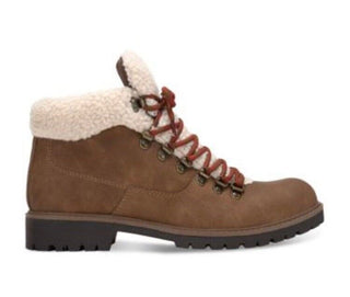 Botas masculinas Sun + Stone Glenn de couro sintético com acabamento em lã e cadarço, tamanho 10,5, marrom