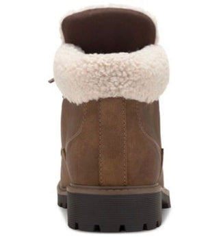 Botas masculinas Sun + Stone Glenn de couro sintético com acabamento em lã e cadarço, tamanho 10,5, marrom