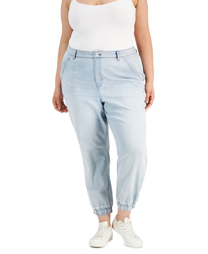 Calça jogger jeans feminina estilo &amp; co, azul, tamanho 14W