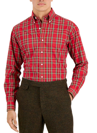 Camisa social masculina Club Room Regular Fit de algodão vermelha tamanho 15,5 x 34 x 35